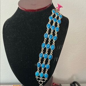 Elegant turquoise Blue and 925 Silver Women's Bracelet